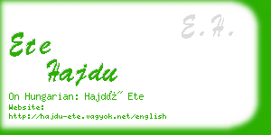 ete hajdu business card